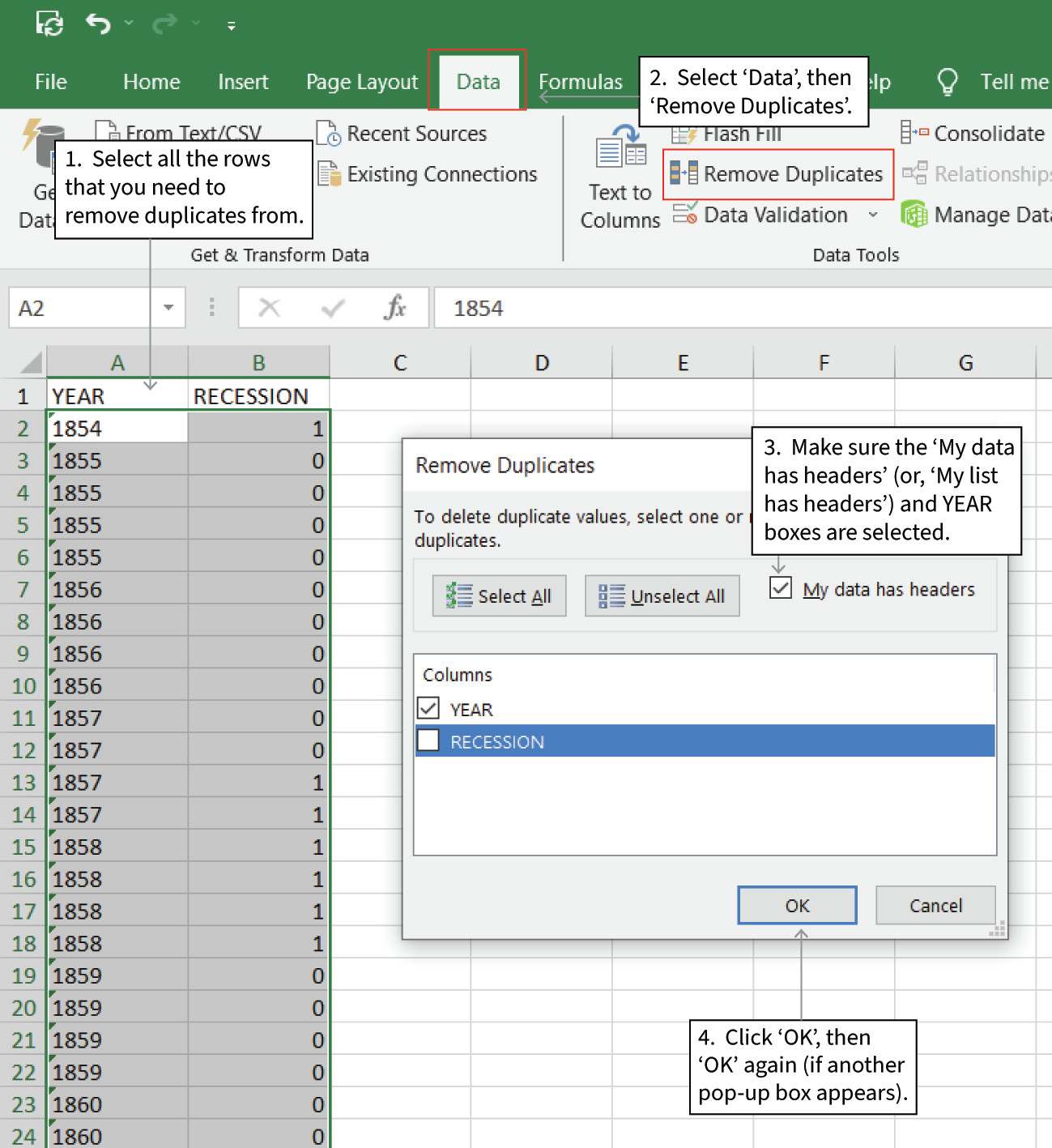Removing duplicate values

