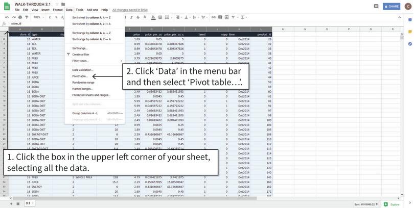 Insert a blank pivot table
: After step 2, a new sheet named ‘Pivot Table’ will appear.
