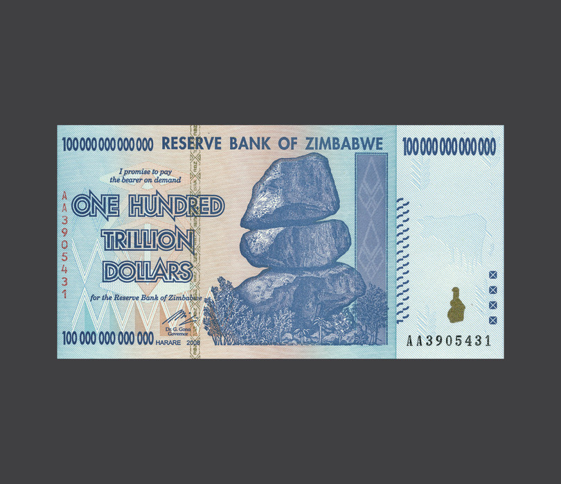 Reserve Bank of Zimbabwe. Self-scan by Marianian followed by minor Photoshop enhancements to improve appearance and reduce size.